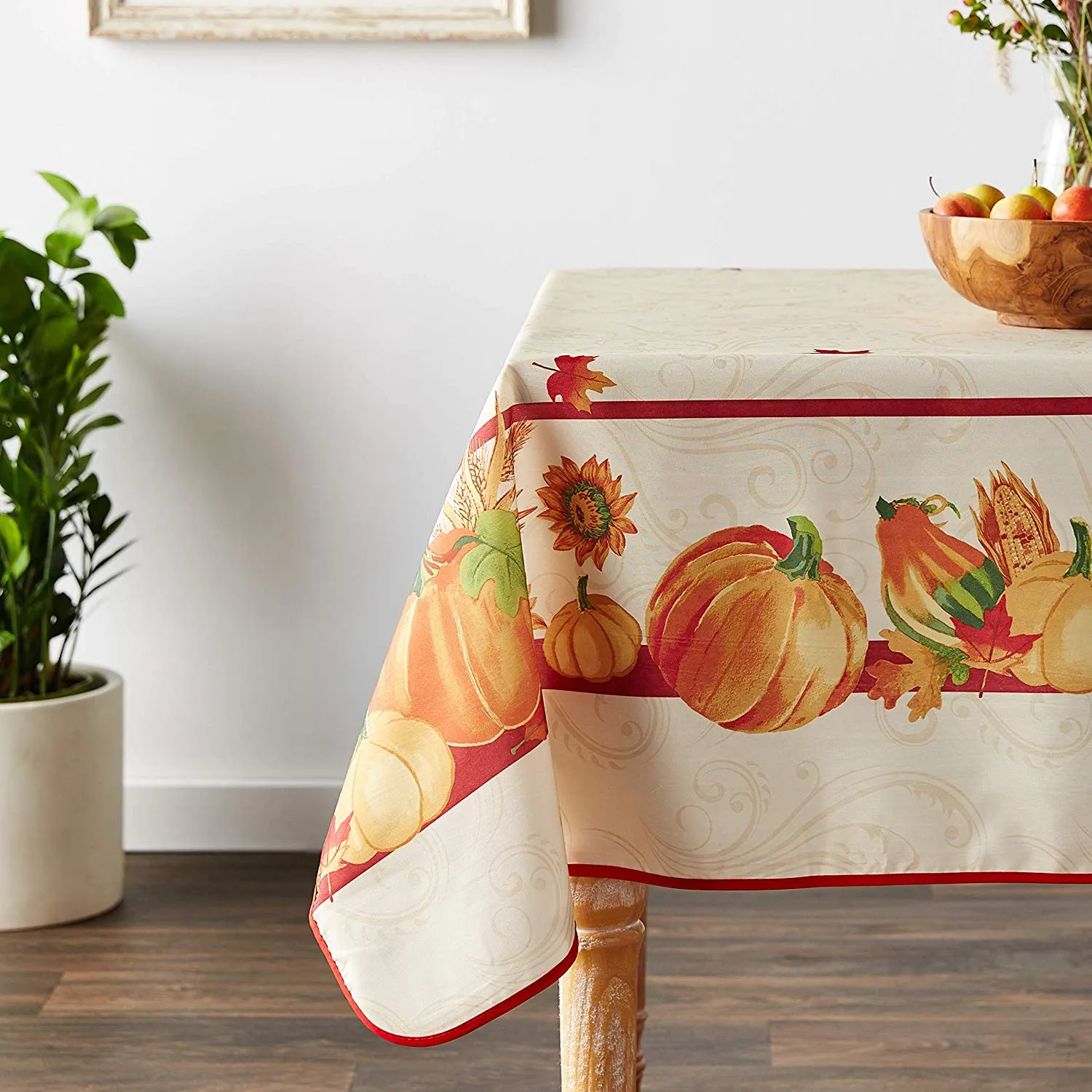 Fall Harvest Thanksgiving Autumn Leaves Sunflowers Fruits Pumpkins Tapestry Pattern Tablecloths