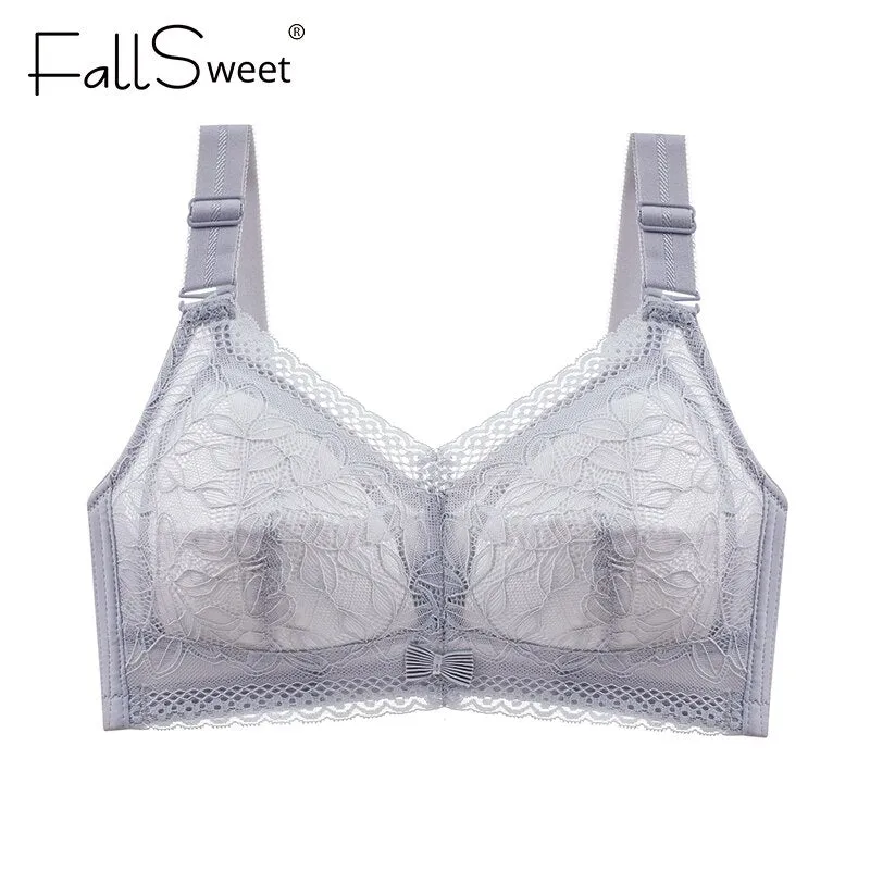 FallSweet Wireless Bras for Women Thin Cup Lingeire Plus Size Lace Underwear Minimizer Brassiere B C D E Cup