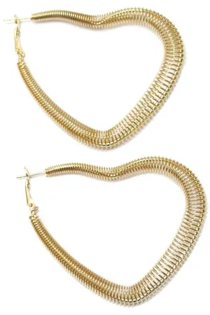 Heart Textured Hoop Earrings