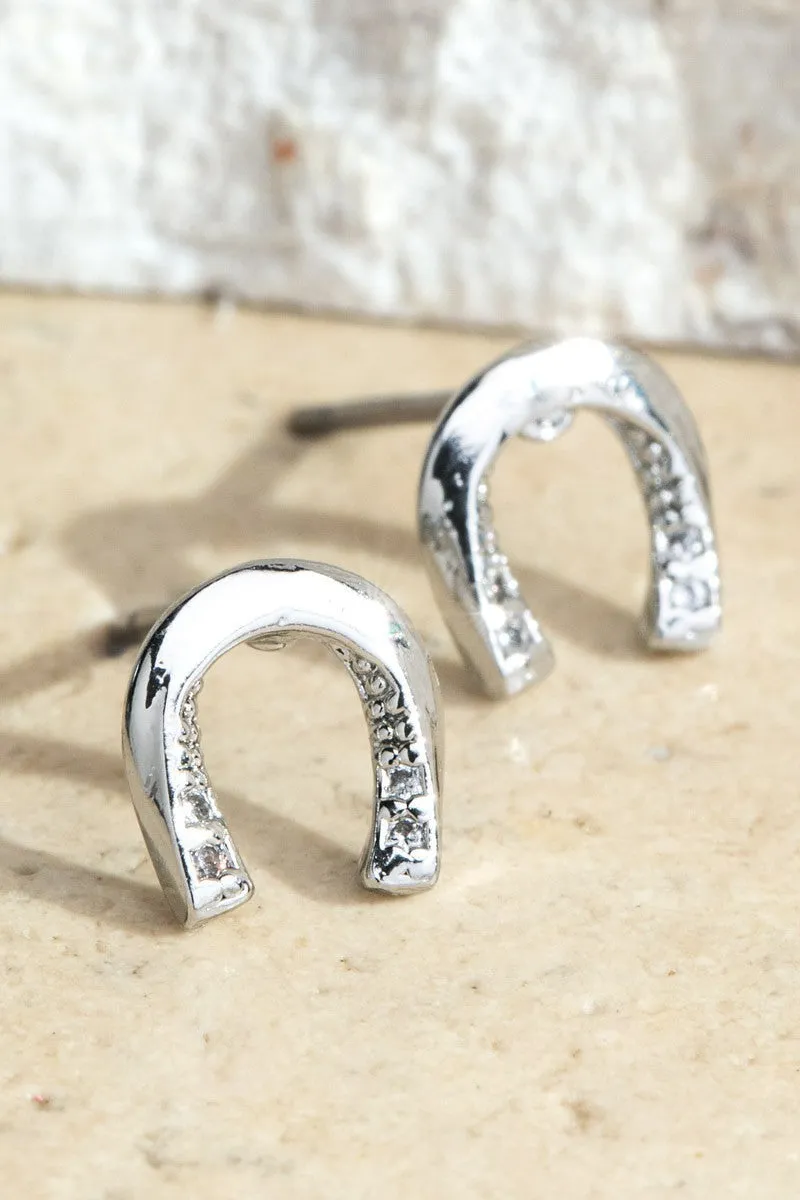 Horseshoe Pave Crystal Studs