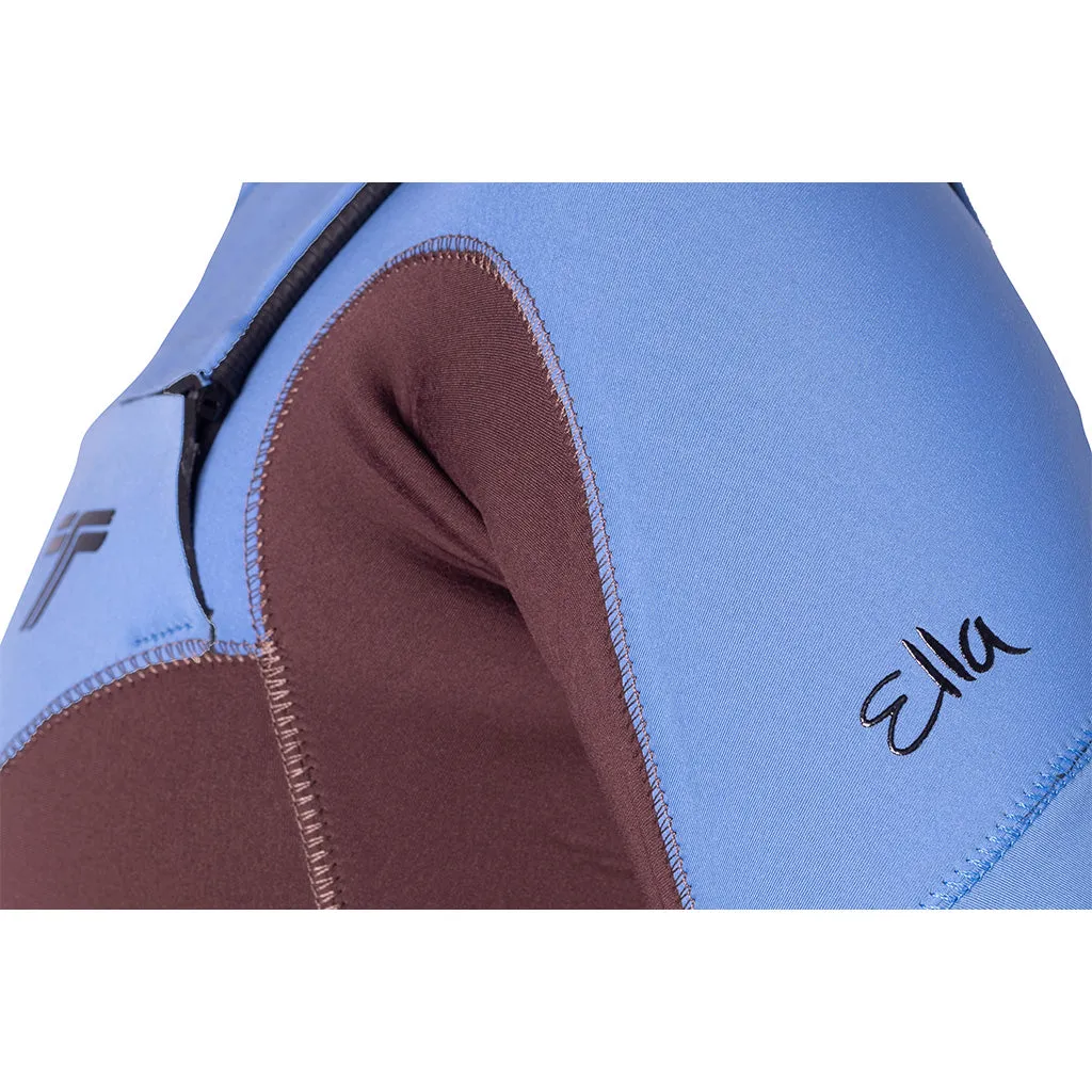 Long John 3.2 mm Ella Zip - Chest Zip - Marrom com Azul Claro