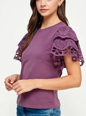 LP8392-1 Lace short sleeve Top