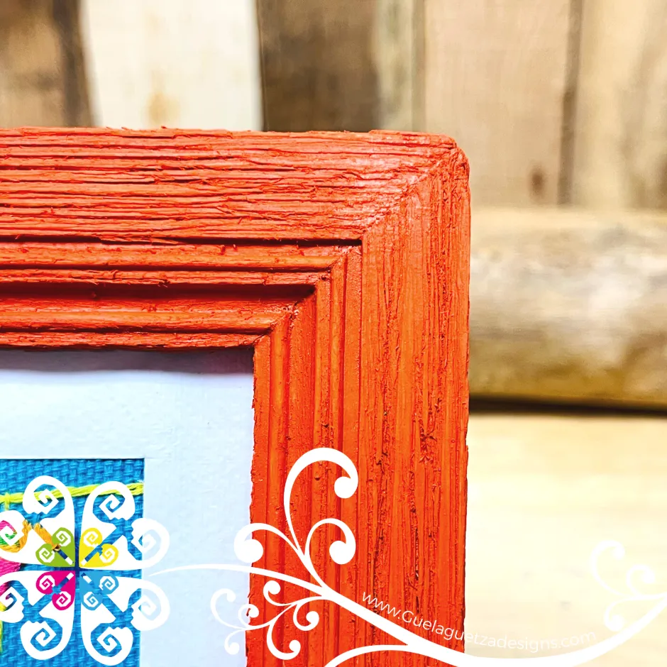 Orange Culturas Bordadas - Embroidered Wood Frame