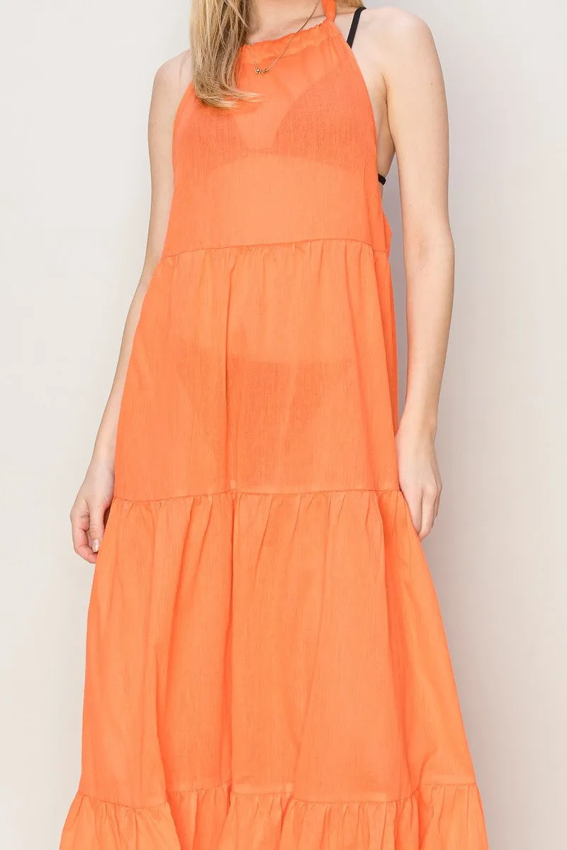 Orange Maxi Halter Dress