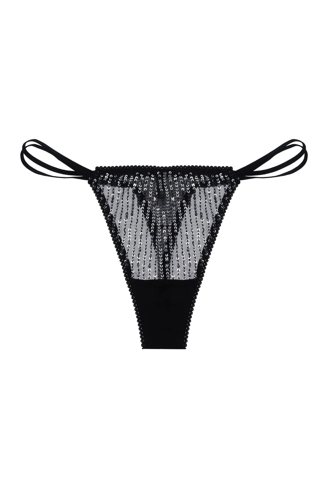 Panty con diseño de lentejuelas negro para mujer