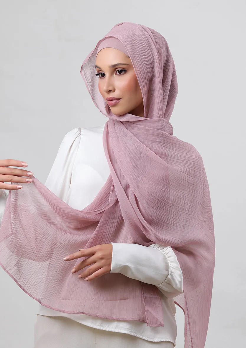 Rose Blush- Classic Shawl- Plain Crinkled Chiffon