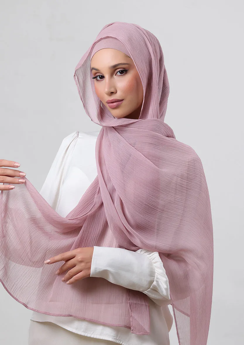 Rose Blush- Classic Shawl- Plain Crinkled Chiffon