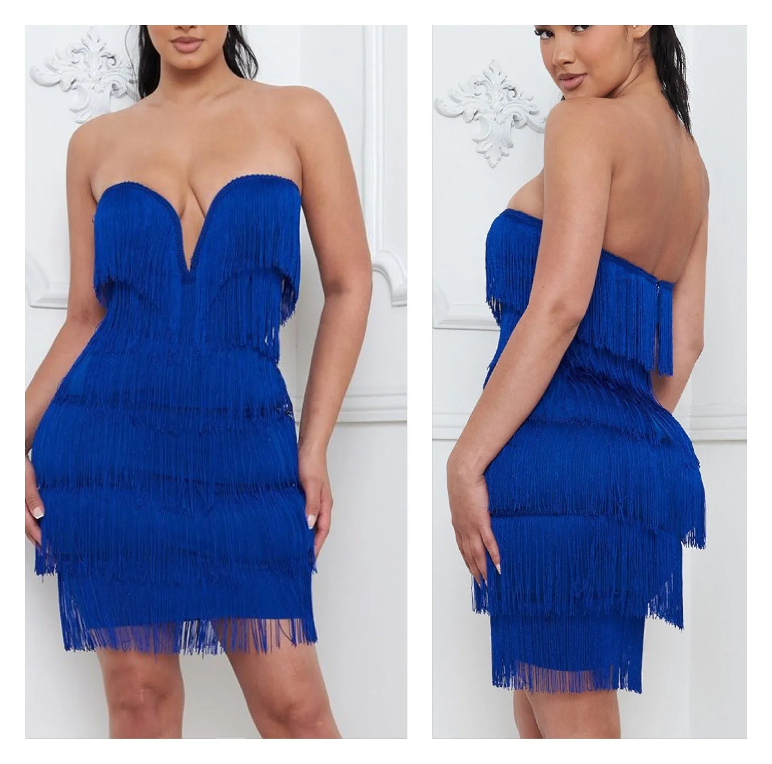 Royal Blue Great Gatsby Mini Cocktail Dress