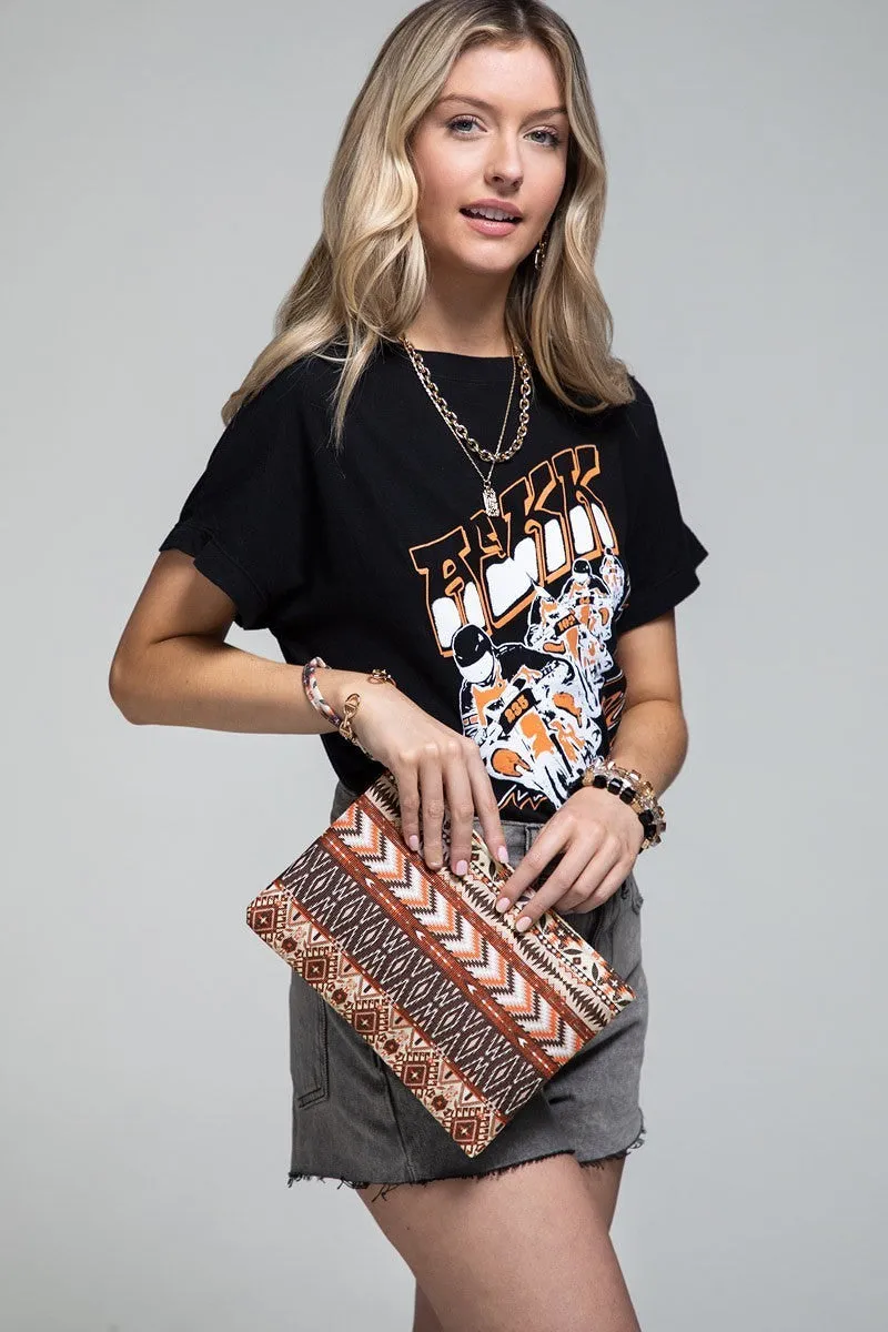 Rust Ethnic Print Wristlet